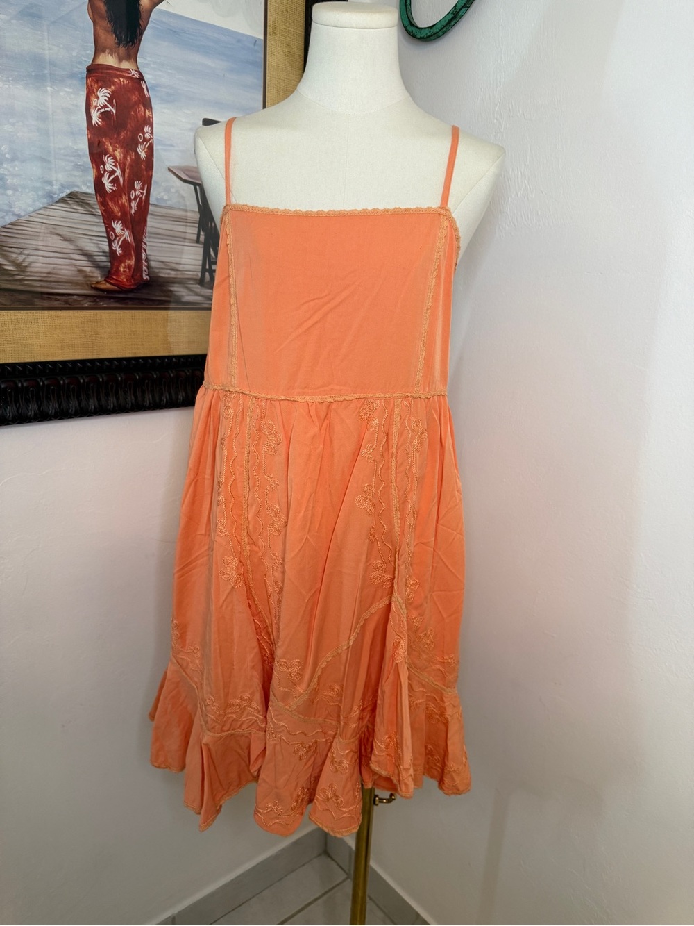 POL Orange Spaghetti-Strap Mini Dress
